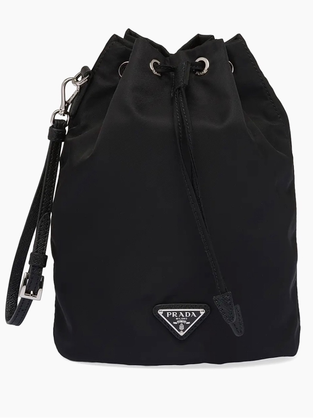 Prada Black Nylon Drawstring Belt Bag for Men